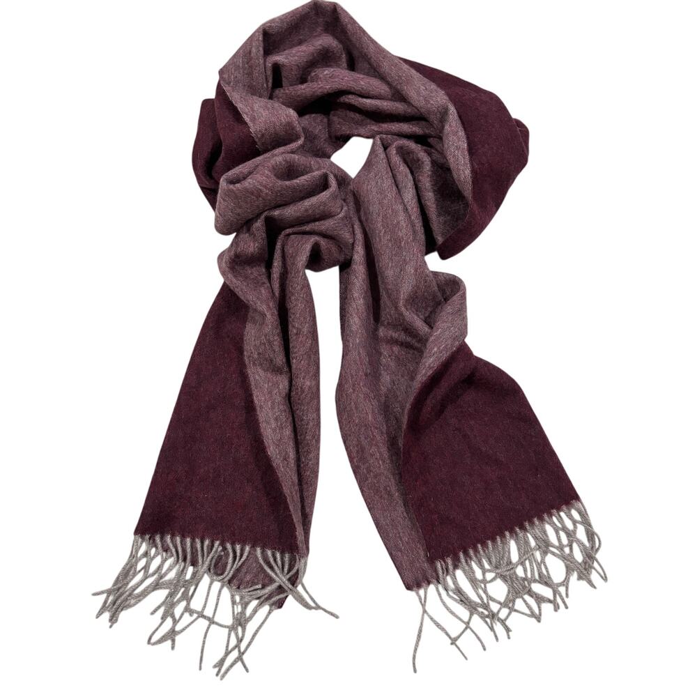15-97(1) QI NWT 100% Cashmere Fringe Scarf Maroon 36"L
